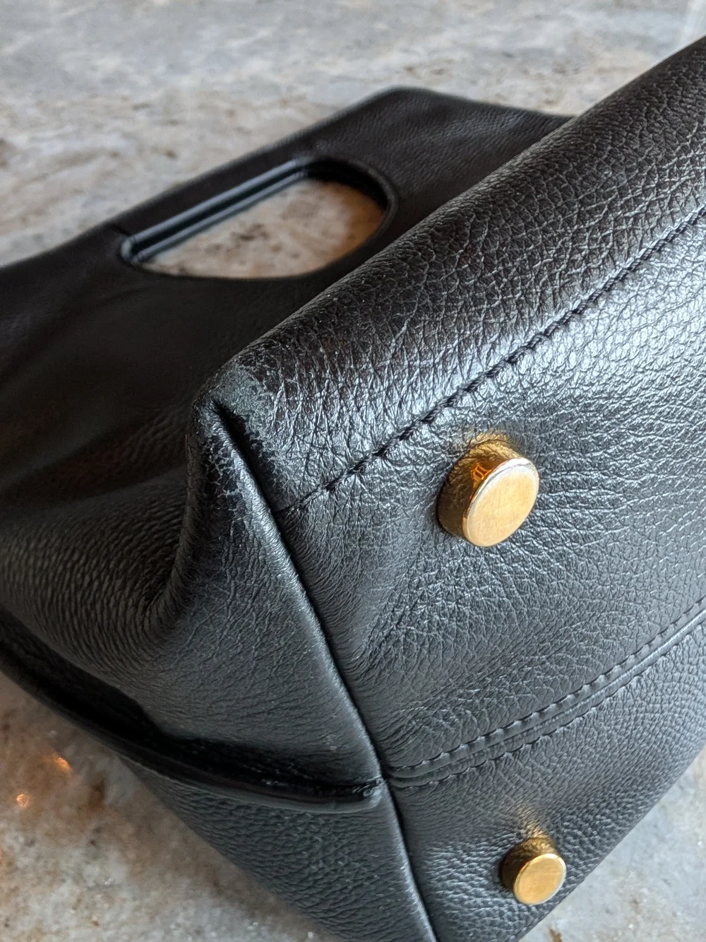 Tom Ford Black Leather Alix Bag with Gold Hardware